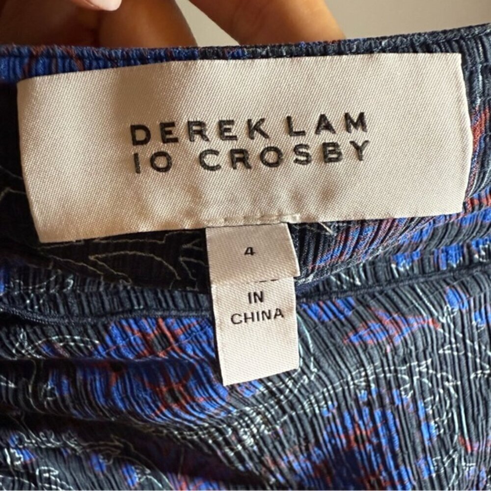 Derek Lam 10 Crosby Ruched Side Skirt Black Floral size 4 - Picture 8 of 9